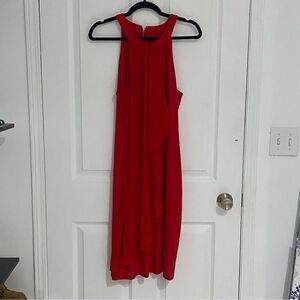Laura Petites Red Draped Midi Dress | Sleeveless‎ | Women’s 12P